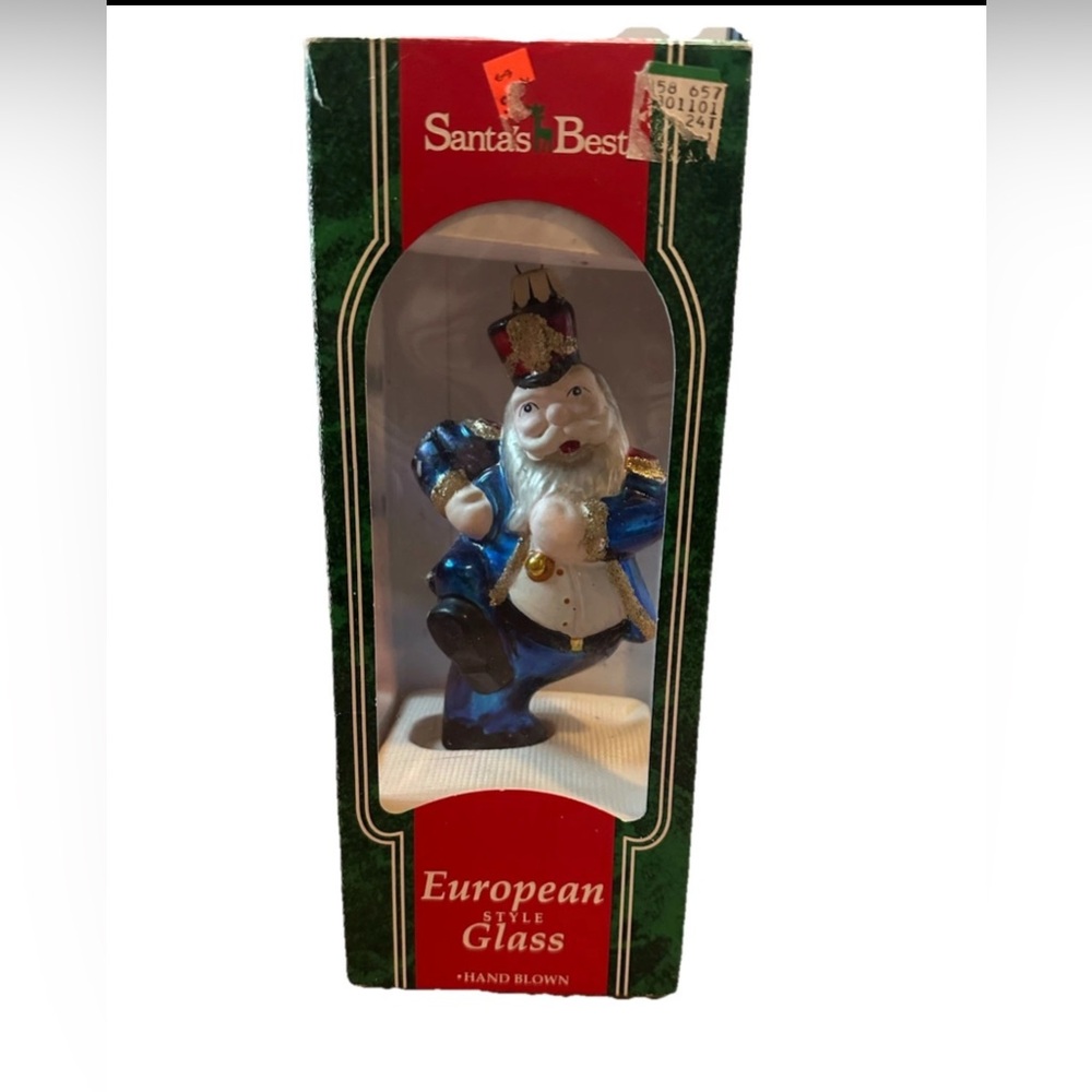 Vintage 1995 Santa's Best 7” Marching Band Santa European Style Glass Ornament